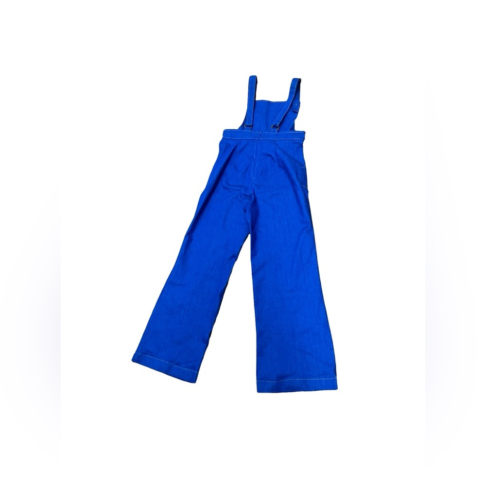 HTF Miracle Eye Blue Japanese Denim Jumpsuit Bib Jane Overalls USA Made Sz L - Picture 9 of 12